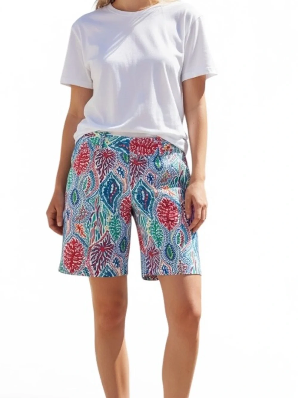 Lilly Pulitzer The Chipper Short Colorful Coral Print Bermuda 0